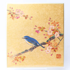 小色紙 桜に花鳥