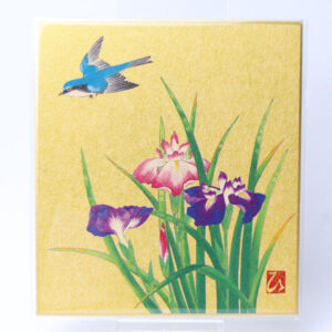 小色紙 花鳥とあやめ